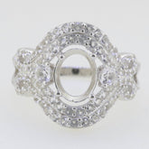 Sterling Silver Semi Mount Ring Setting Oval OV 9x7mm PJC2726R - Syzjewelry